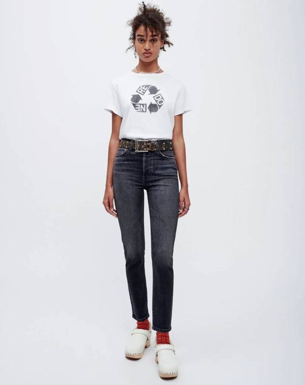 RE/DONE 90's High Rise Ankle Crop Jean in Onyx Fade 32